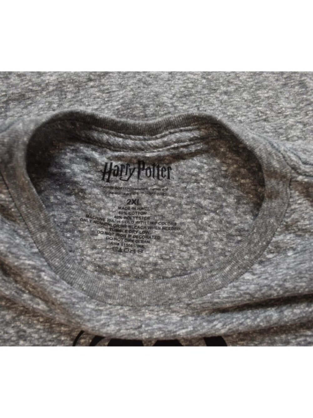 Harry Potter Hogwarts Crest And Motto Speckled Heather Gray Shirt New 2XL - Picture 3 of 3